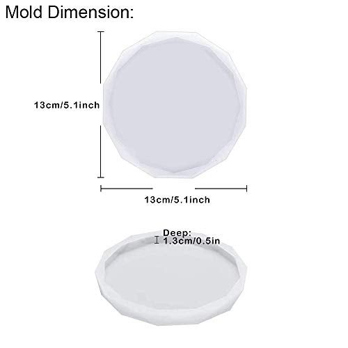 ResinWorld 4 Pack Coaster Molds - Diamond Edge Crystal & Round Geode Silicone Molds for Epoxy Resin Casting - Image 2