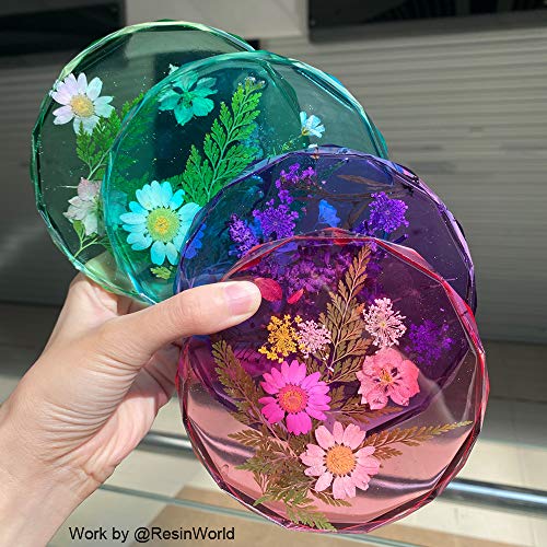 ResinWorld 4 Pack Coaster Molds - Diamond Edge Crystal & Round Geode Silicone Molds for Epoxy Resin Casting - Image 3