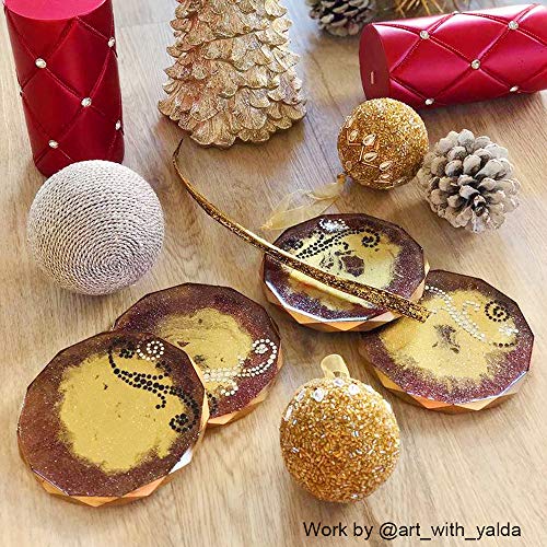 ResinWorld 4 Pack Coaster Molds - Diamond Edge Crystal & Round Geode Silicone Molds for Epoxy Resin Casting - Image 4