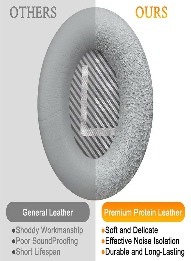 SoloWIT Replacement Earpads Cushions for Bose QuietComfort 35 (QC35) & Quiet Comfort 35 II (QC35 ii) Headphones, Ear Pads with Softer Leather, Noise Isolation Foam, Added Thickness (Silver) - Image 4