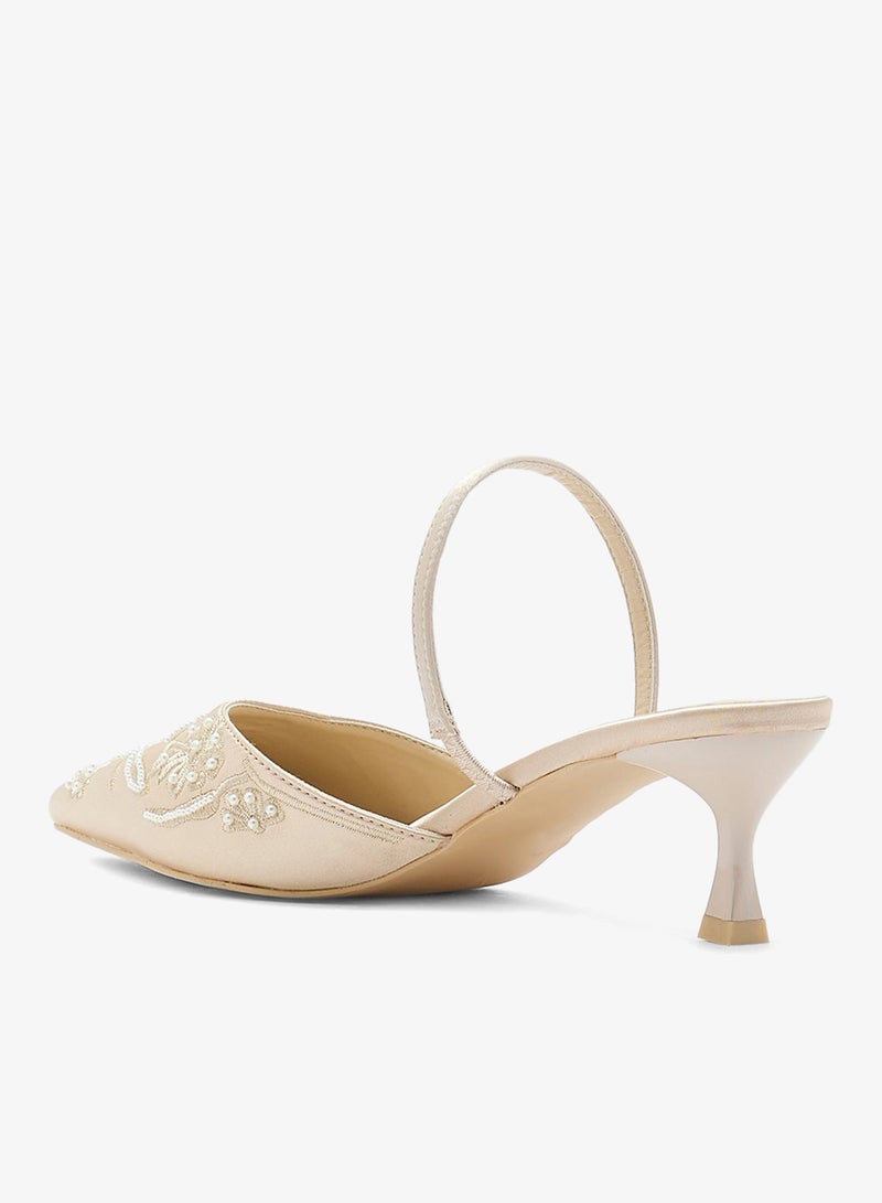 Ella Limited Edition Floral Embroidered Pearl Detail Pointy Backstrappump - Image 3