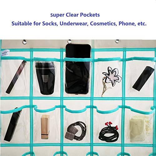 ANIZER Classroom Pocket Chart for Phone Calculator Holder Over The Door Hanging Closet Jewelry Organizer with 30 Clear Pockets (BEIGE) - Image 4