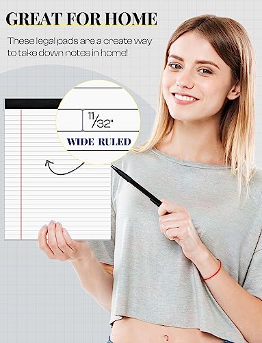 Aidunmis 6 Pack 8.5 x 11 Legal Pads for Office Supplies Paper Pads 8.5 x 11 White Note Pads for Work Lined Writing Pads Notebook White Legal Pads Wide Ruled Notepads 30 Sheets Per Writing Pad Legal Note Pad - Image 3