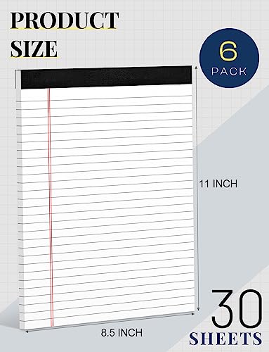 Aidunmis 6 Pack 8.5 x 11 Legal Pads for Office Supplies Paper Pads 8.5 x 11 White Note Pads for Work Lined Writing Pads Notebook White Legal Pads Wide Ruled Notepads 30 Sheets Per Writing Pad Legal Note Pad - Image 2