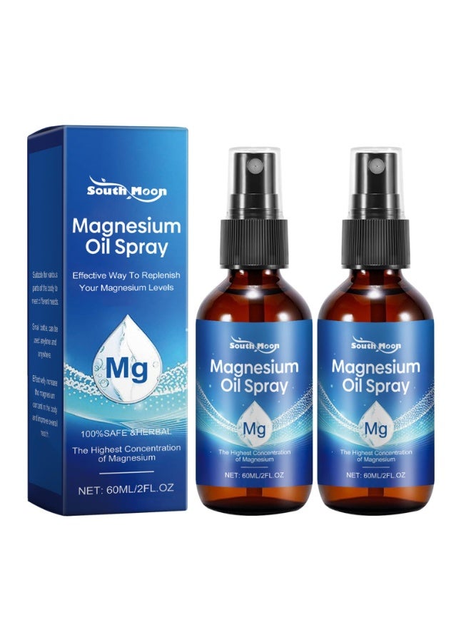 ساوث مون رذاذ زيت المغنيسيوم النقي 2 حزمة، رذاذ المغنيسيوم العضوي للأقدام، زجاجة الزجاج الموضعي، رذاذ الجسم غير المعدّل وراثيًا 100 ٪ طبيعي وسهل الامتصاص - Image 1