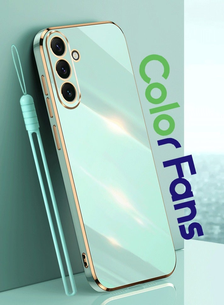 Color Fans Mobile Phone Case for Samsung A54 5G Electroplated Protective Cover Gold-Green - Image 1