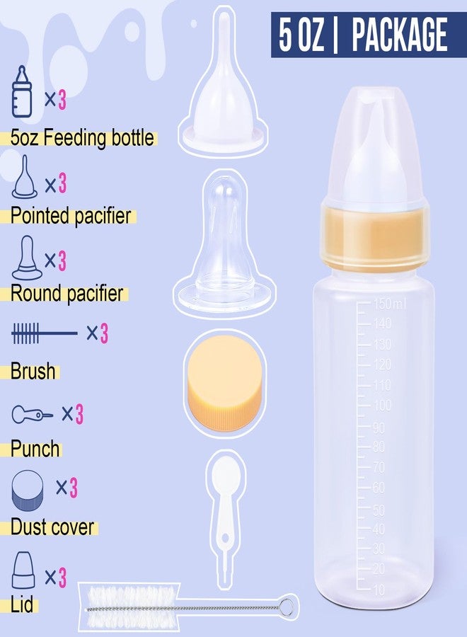ASEVAT 5 oz 3PackPet Feeding Bottle, Anti-Choking Puppy Feeder Design,with 3pcs Replaceable and Reusable Silicone Nipples for Feeding Puppies, Kittens, Small Animals - Image 2