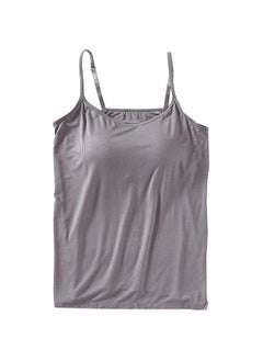 Tank Tops with Built-in Bra,Womens Adjustable Strap Stretch Cotton Camisole with Built-in Padded Shelf Bra (3XL, Dark Grey)
