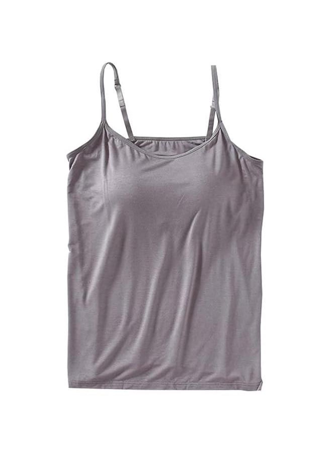 Generic - Tank Tops with Built-in Bra,Womens Adjustable Strap Stretch Cotton Camisole with Built-in Padded Shelf Bra (3XL, Dark Grey) - Image 1