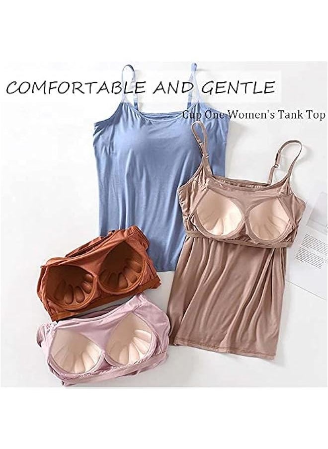 Generic - Tank Tops with Built-in Bra,Womens Adjustable Strap Stretch Cotton Camisole with Built-in Padded Shelf Bra (3XL, Dark Grey) - Image 1