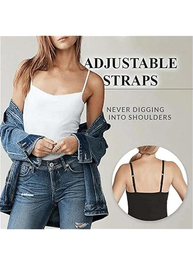 Generic - Tank Tops with Built-in Bra,Womens Adjustable Strap Stretch Cotton Camisole with Built-in Padded Shelf Bra (3XL, Dark Grey) - Image 1