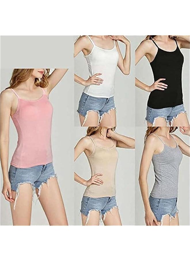 Generic - Tank Tops with Built-in Bra,Womens Adjustable Strap Stretch Cotton Camisole with Built-in Padded Shelf Bra (3XL, Dark Grey) - Image 1