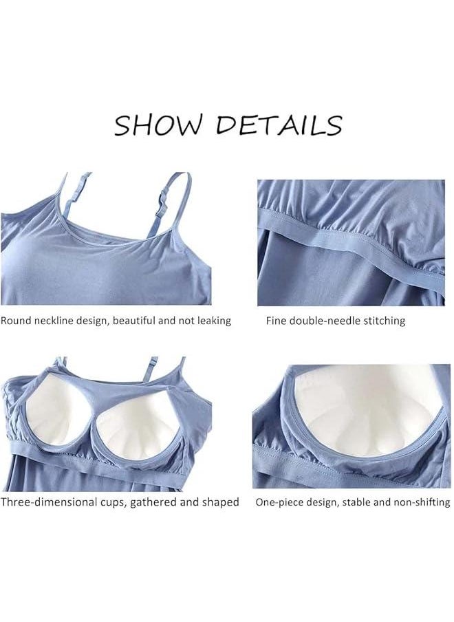 Generic - Tank Tops with Built-in Bra,Womens Adjustable Strap Stretch Cotton Camisole with Built-in Padded Shelf Bra (3XL, Dark Grey) - Image 1