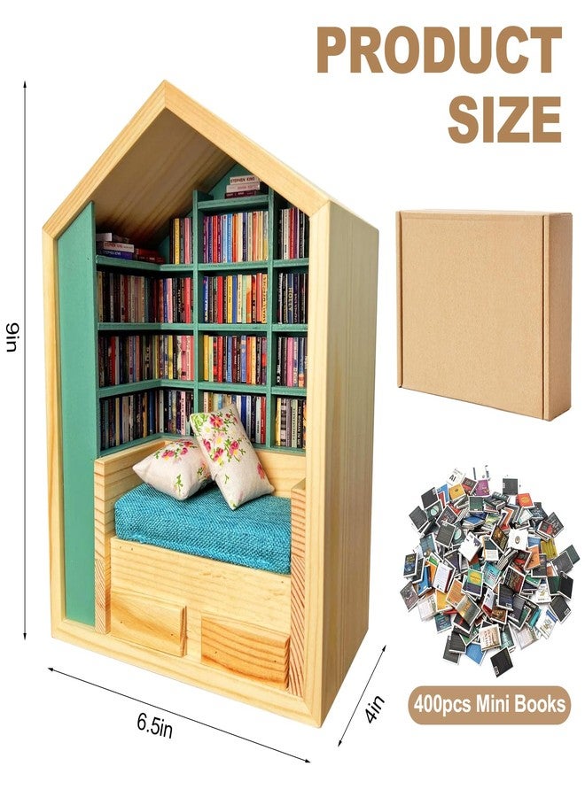 Wanheart 400 Pcs Mini Books-Anxiety Bookshelf,Mini Bookstore,Shake Off Your Anxiety,Office Decor Mini Bookshelf,Miniature Book Library - Image 2