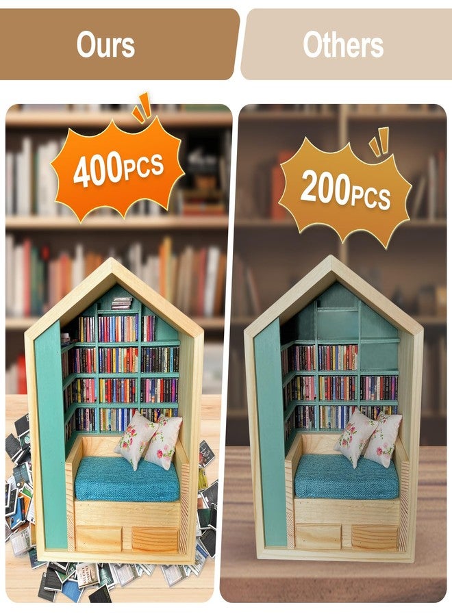 Wanheart 400 Pcs Mini Books-Anxiety Bookshelf,Mini Bookstore,Shake Off Your Anxiety,Office Decor Mini Bookshelf,Miniature Book Library - Image 3