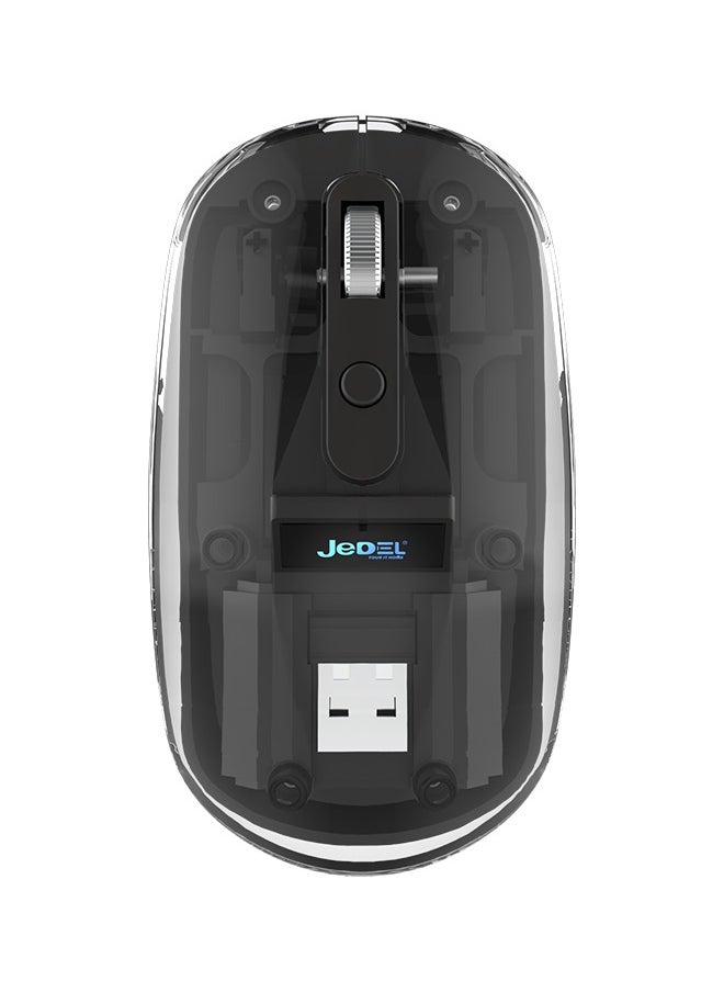 WD131P-BK Wireless Bluetooth Gaming Mouse for Windows, Mac, IOS, Android, Slim Transparent Dual Mode (Bluetooth 5.1 + USB 2.4Ghz) Mouse with USB Receiver, 800/1200/1600 DPI, Black