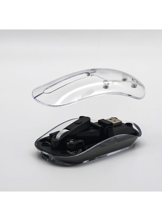 Wireless Bluetooth Gaming Mouse for Windows, Mac, IOS, Android, Slim Transparent Dual Mode (Bluetooth 5.1 + USB 2.4Ghz) Mouse with USB Receiver, 800/1200/1600 DPI, Black  - Image 5