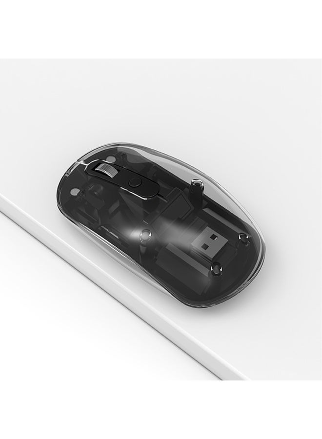 Wireless Bluetooth Gaming Mouse for Windows, Mac, IOS, Android, Slim Transparent Dual Mode (Bluetooth 5.1 + USB 2.4Ghz) Mouse with USB Receiver, 800/1200/1600 DPI, Black  - Image 2