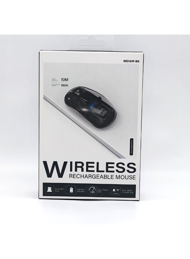 Wireless Bluetooth Gaming Mouse for Windows, Mac, IOS, Android, Slim Transparent Dual Mode (Bluetooth 5.1 + USB 2.4Ghz) Mouse with USB Receiver, 800/1200/1600 DPI, Black  - Image 4