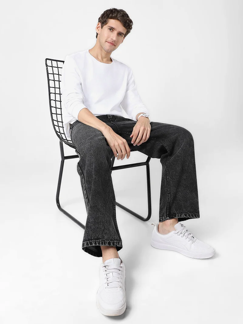 Urbano Fashion  Urbano Fashion Men's Black Loose Baggy Fit Washed Jeans Non-Stretchable for Men | Best Price UAE