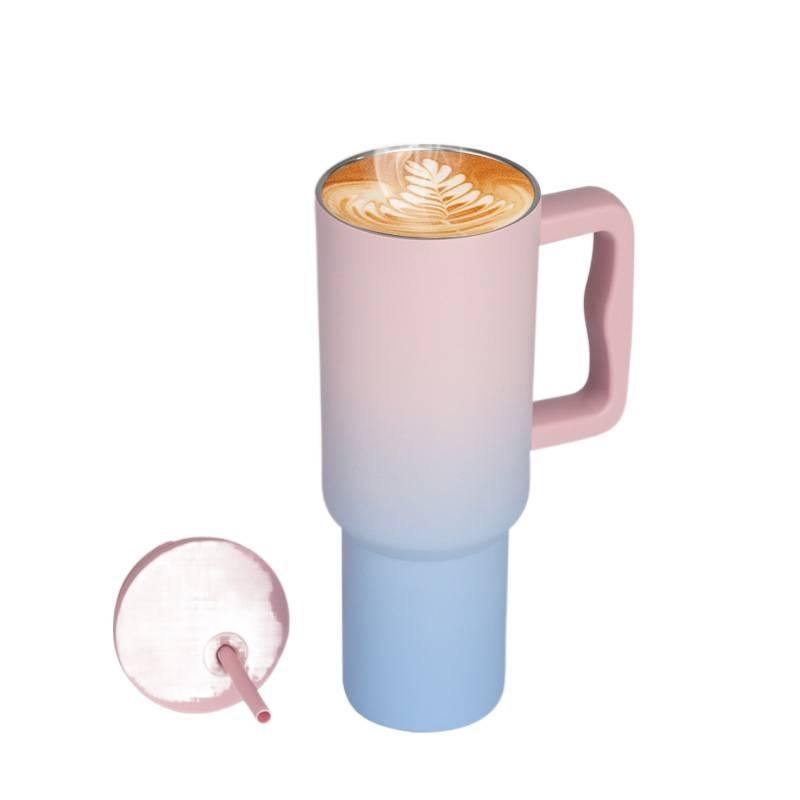 كوب قهوة للسفر بغطاء بشفاط من ستانلس ستيل، بنفسجي، 900 ml، مناسب للتنقل مع غطاء بقشة من الستانلس ستيل باللون البنفسجي للرحلات اليومية لترتيب الأغراض للاستخدام الداخلي - Image 5