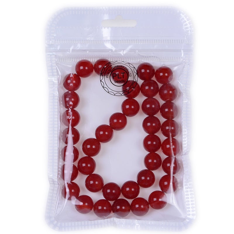 PLTbeads Smooth Round Shape Natural Gemstone Loose Beads for 1 Strand per Bag Approxi 15.5 inch 38 - 40 pcsJewelry Making (10mm, Red Carnelian) - Image 2