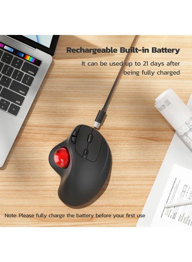 Nulea M501 Wireless Trackball Mouse, Ergonomic Rechargeable, Easy Thumb Control, Precise and Smooth Tracking, Connection for 3 Devices (Bluetooth or USB Receiver), Compatible for PC - Image 5