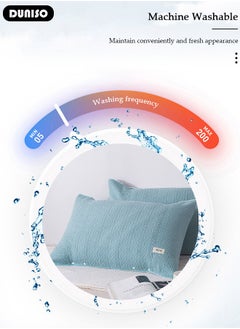 DUNISO 2 Pieces Cotton Pillowcases, 100% Cotton Washable Pillow with Button, Anti-slip Detachable Pillowcases, Comfortable Breathable Pillow Covers for Dorm Rooms, Guest Room and Bedroom  - Image 5