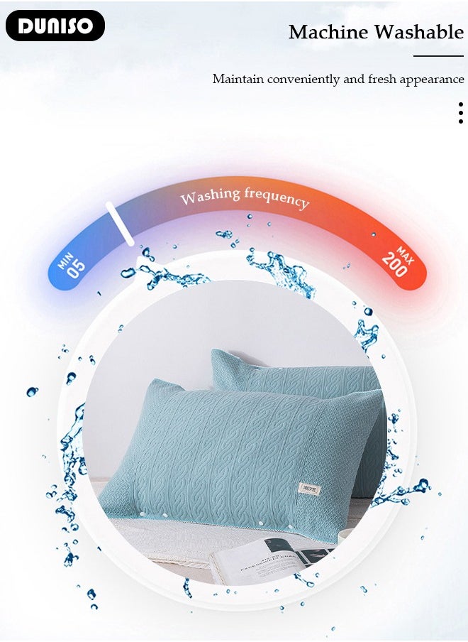 DUNISO - 2 Pieces Cotton Pillowcases, 100% Cotton Washable Pillow with Button, Anti-slip Detachable Pillowcases, Comfortable Breathable Pillow Covers for Dorm Rooms, Guest Room and Bedroom - Image 1