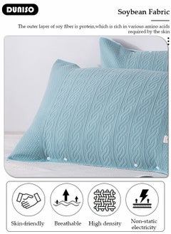 DUNISO 2 Pieces Cotton Pillowcases, 100% Cotton Washable Pillow with Button, Anti-slip Detachable Pillowcases, Comfortable Breathable Pillow Covers for Dorm Rooms, Guest Room and Bedroom  - Image 3