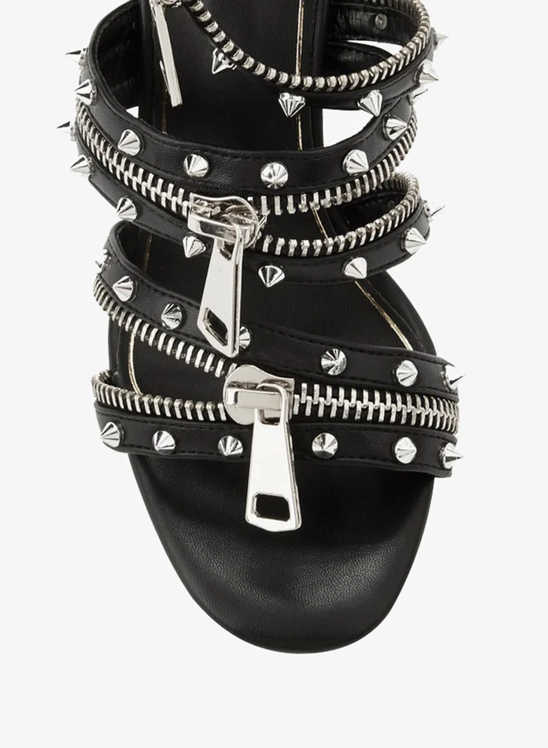 Celeste Black Women Rivet Stud Embellished Sandals for Women | Best Price UAE