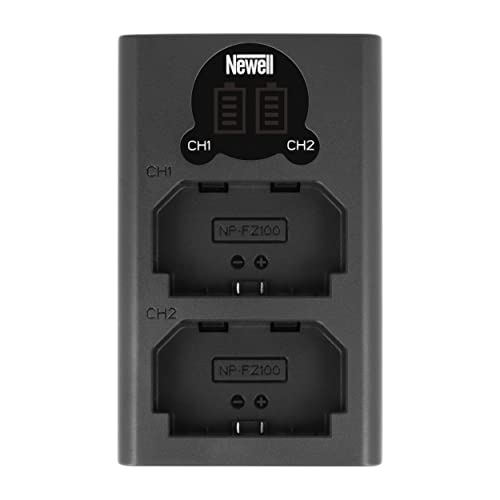 Newell DL-USB-C Dual Channel Charger for NP-FZ100, Black. Compatible with Sony A9 A7III A7RIII Cameras (2-Pack 7.2V 2280mAh Battery, Versatile Charging Option) - Image 1