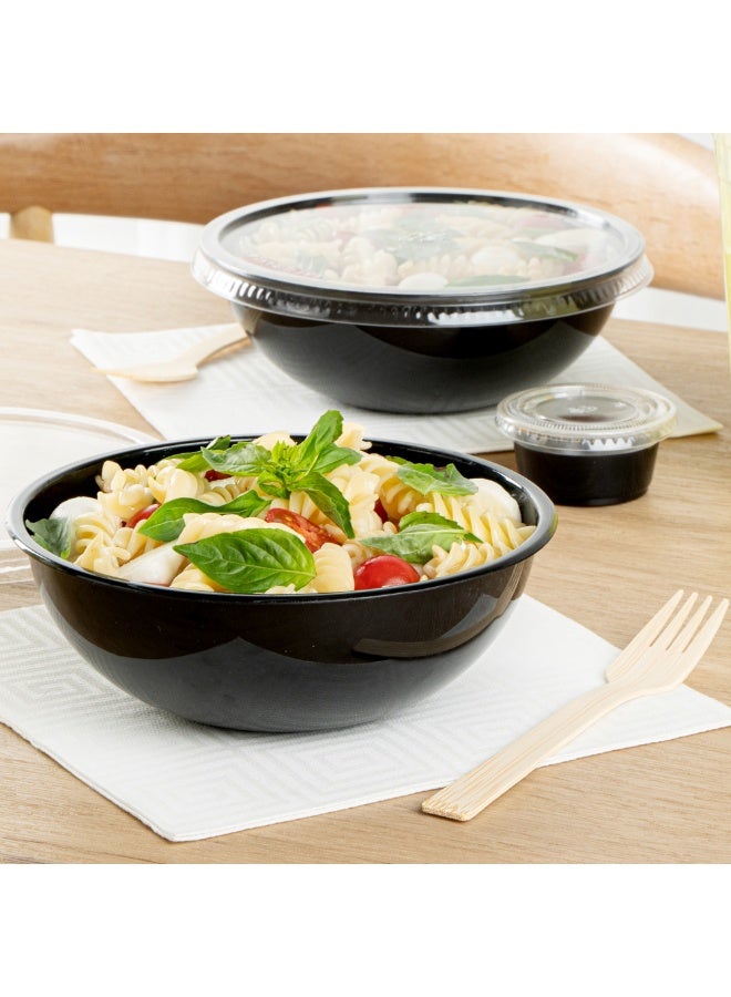 Restaurantware 21 Ounce Plastic Salad Bowls, 200 Recyclable Disposable Plastic Bowls - Diposable, Large, Black Plastic To Go Bowls, Lids Sold Separately, For Pastas, Salads, And More - Image 3