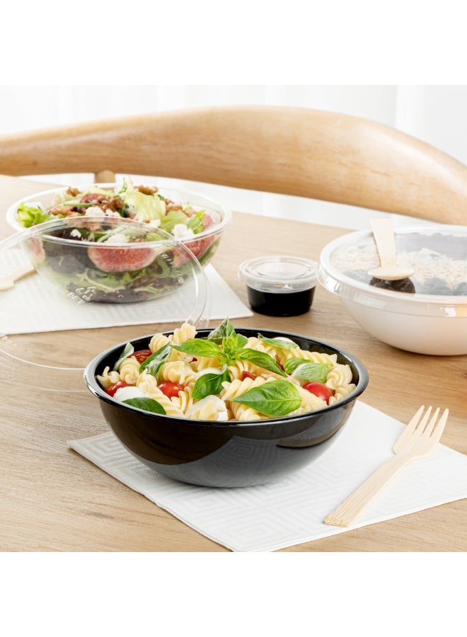 Restaurantware 21 Ounce Plastic Salad Bowls, 200 Recyclable Disposable Plastic Bowls - Diposable, Large, Black Plastic To Go Bowls, Lids Sold Separately, For Pastas, Salads, And More - Image 4
