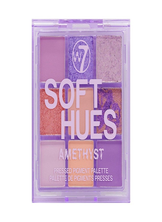 W7 | Soft Hues Pressed Pigment Palette | Colorway: Amethyst | Tones: Mattes and Duo-Chromes | Color: Purples, Oranges, Golds and Nudes | Cruelty Free Makeup For Women - Image 1