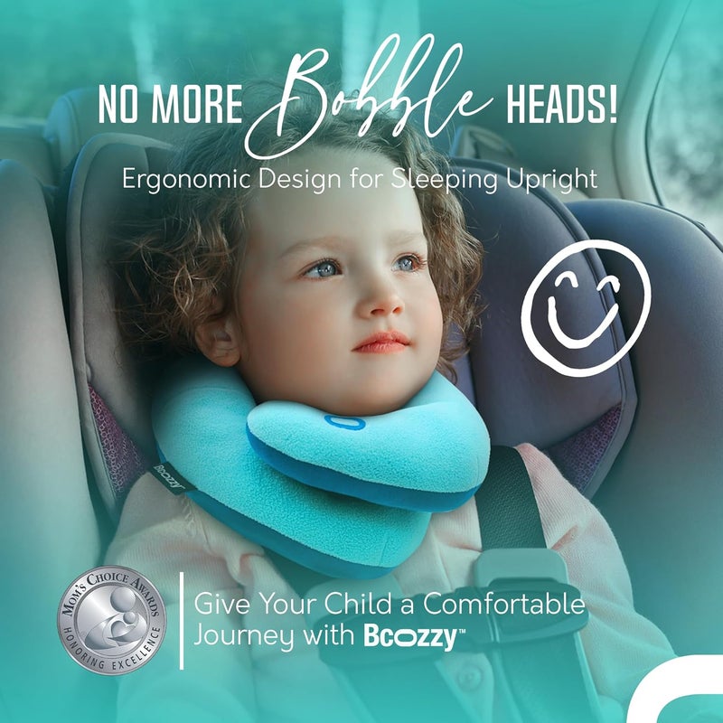 BCOZZY Kids Travel Neck Pillow (3-7 Y/O)- Patented Soft Toddler Pillow for Head & Chin Support in Car Seat, Airplane, and Road Trip Sleeping. Adjustable Size. Fully Washable. Carry Bag. Small, Navy - Image 2