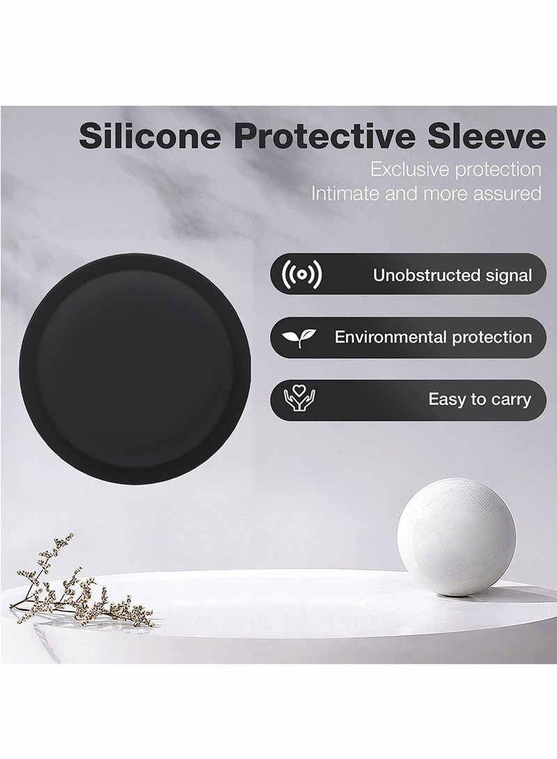 SYOSI AirTag Case, AirTag Holder, AirTag Accessories, Silicone Pasteable, Waterproof-Anti-Scratch Sticker AirTag Case, Air Tag Holder for Kids, for Apple Airtag, 2 Packs (Black)  - Image 3