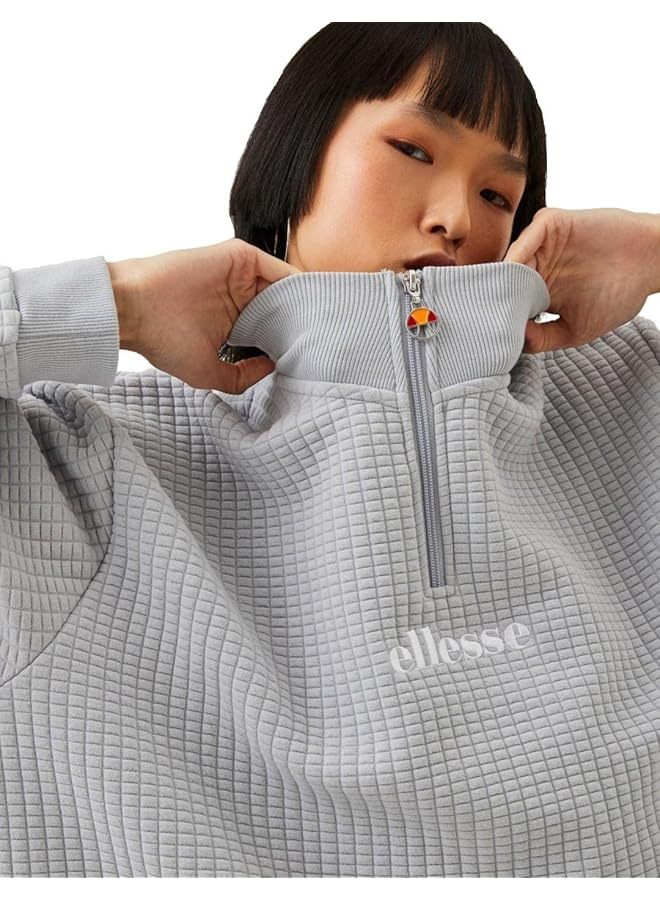 إليس قميص رياضي بسحاب نصف للنساء مقاس 12 رمادي فاتح - Image 1