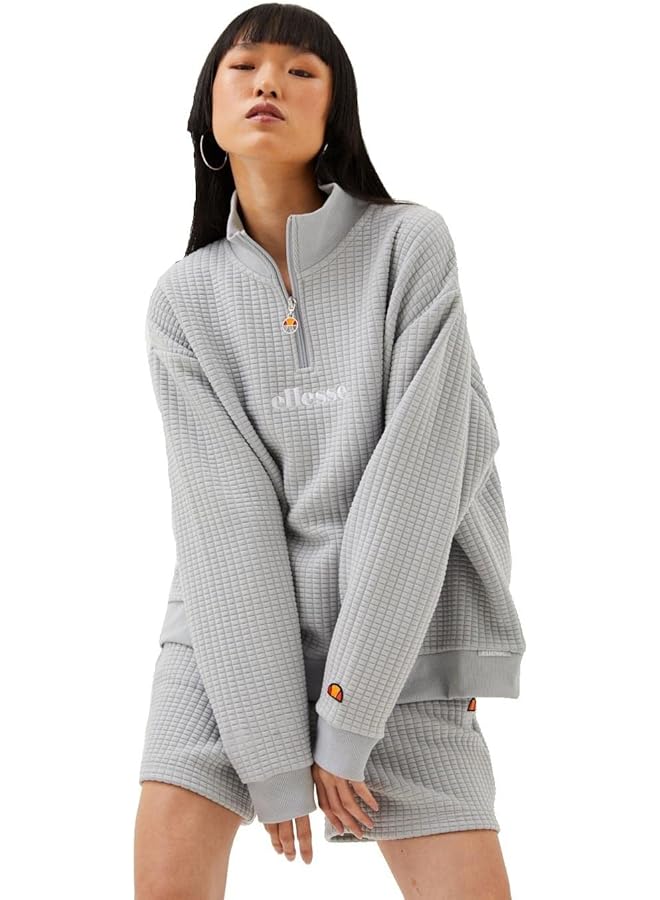 إليس قميص رياضي بسحاب نصف للنساء مقاس 12 رمادي فاتح - Image 2