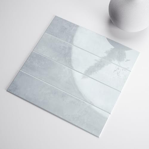 COLAMO Luxury 22PCS Grey Peel and Stick Backsplash Tile, Glossy Tiles Stick On Backsplash for Kitchen, Self Adhesive Brick Tiles for Bedroom, Bathroom, Fireplace, Accent Wall - Image 1