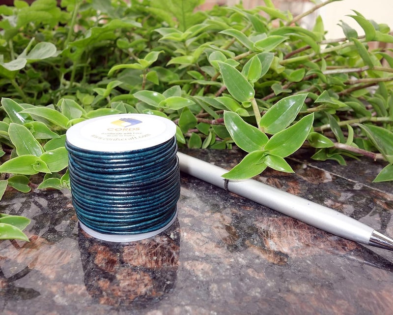 cords craft Craft, 3mm Round Leather Cord for Jewelry Making, DIY Craft, Pendant, Necklace, Round Leather Cord, 20 Meter Handicraft Leather Cord, 3mm Genuine Leather Cord, Vintage Teal - Image 4