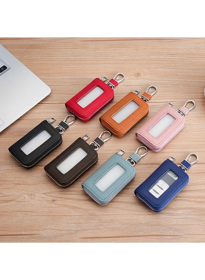 Peacock Blue PU Leather Car Key Case Smart Start Remote Control Protection Shell - Image 3