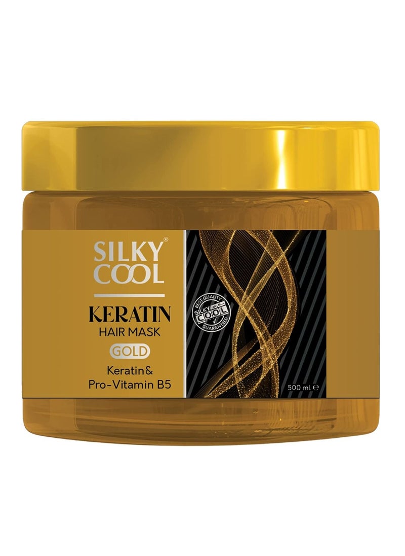 Silky Cool Silky Cool Keratin & Pro-Vitamin B5 Hair Mask 500ML - Gold 
