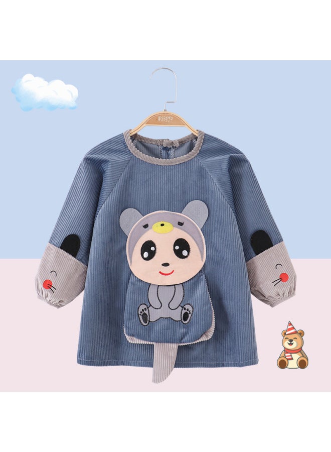 Autumn And Winter Crystal Corduroy Baby Cartoon Smock Bib Waterproof And Anti-dirty Children's Reverse Dressing A