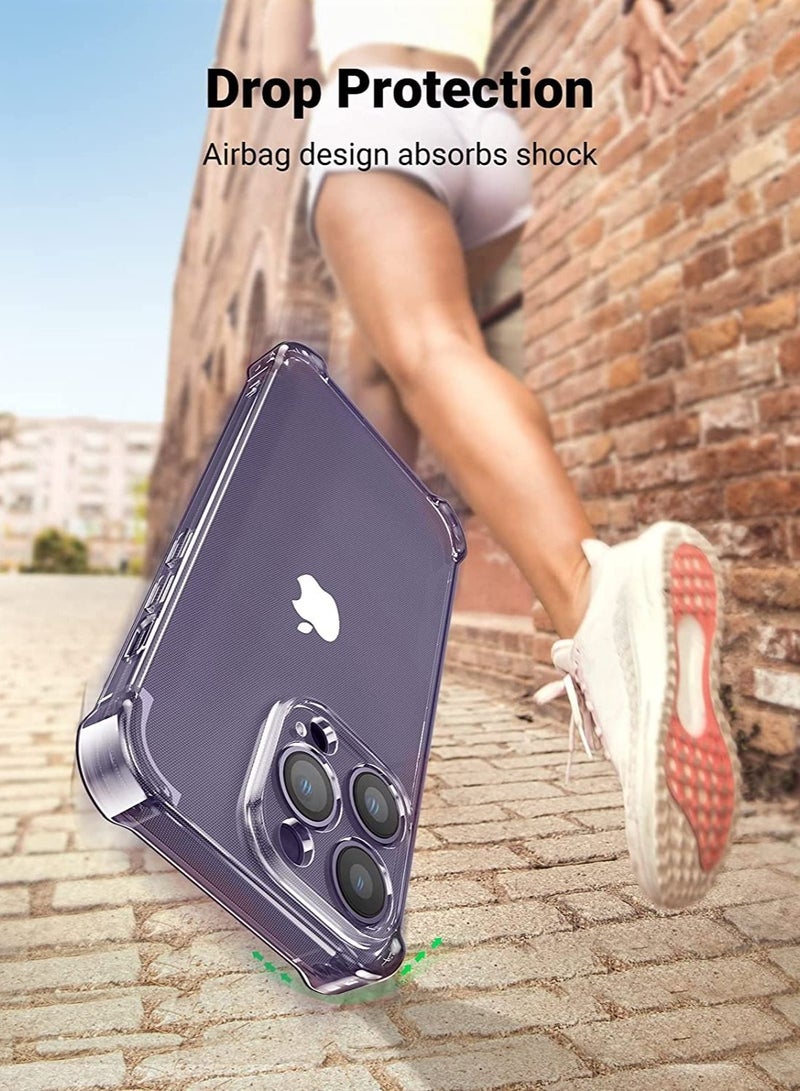 جراب iPhone 14 Pro مقاس 6.1 بوصة، جراب نحيف للغاية، مادة TPU ناعمة مع مصد من 4 زوايا، حماية ضد الصدمات ومضادة للخدش ومضادة للسقوط، جراب شفاف لهاتف iPhone 14 Pro، متوافق مع iPhone 14 Pro - Image 2