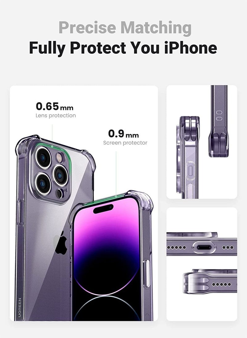 جراب iPhone 14 Pro مقاس 6.1 بوصة، جراب نحيف للغاية، مادة TPU ناعمة مع مصد من 4 زوايا، حماية ضد الصدمات ومضادة للخدش ومضادة للسقوط، جراب شفاف لهاتف iPhone 14 Pro، متوافق مع iPhone 14 Pro - Image 4