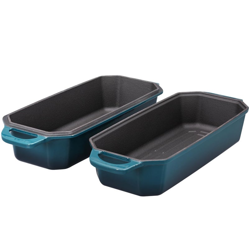 Flavehc Bread Pan Cast Iron Loaf Pan with Lid Bread Loaf Pan 13x5 Inch Enameled Cast Iron Sourdough Bread Pan,DarkCyan - Image 5