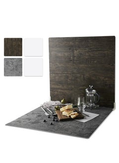 Generic 2 Pcs Boards Photo Backdrop For Flat Lay Food Photography Background 24x24 Inch (Black Walnut+Dark Gray)  - Image 1