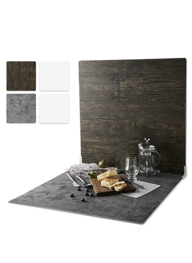 Generic 2 Pcs Boards Photo Backdrop For Flat Lay Food Photography Background 24x24 Inch (Black Walnut+Dark Gray)  - Image 1