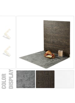 Generic 2 Pcs Boards Photo Backdrop For Flat Lay Food Photography Background 24x24 Inch (Black Walnut+Dark Gray)  - Image 2